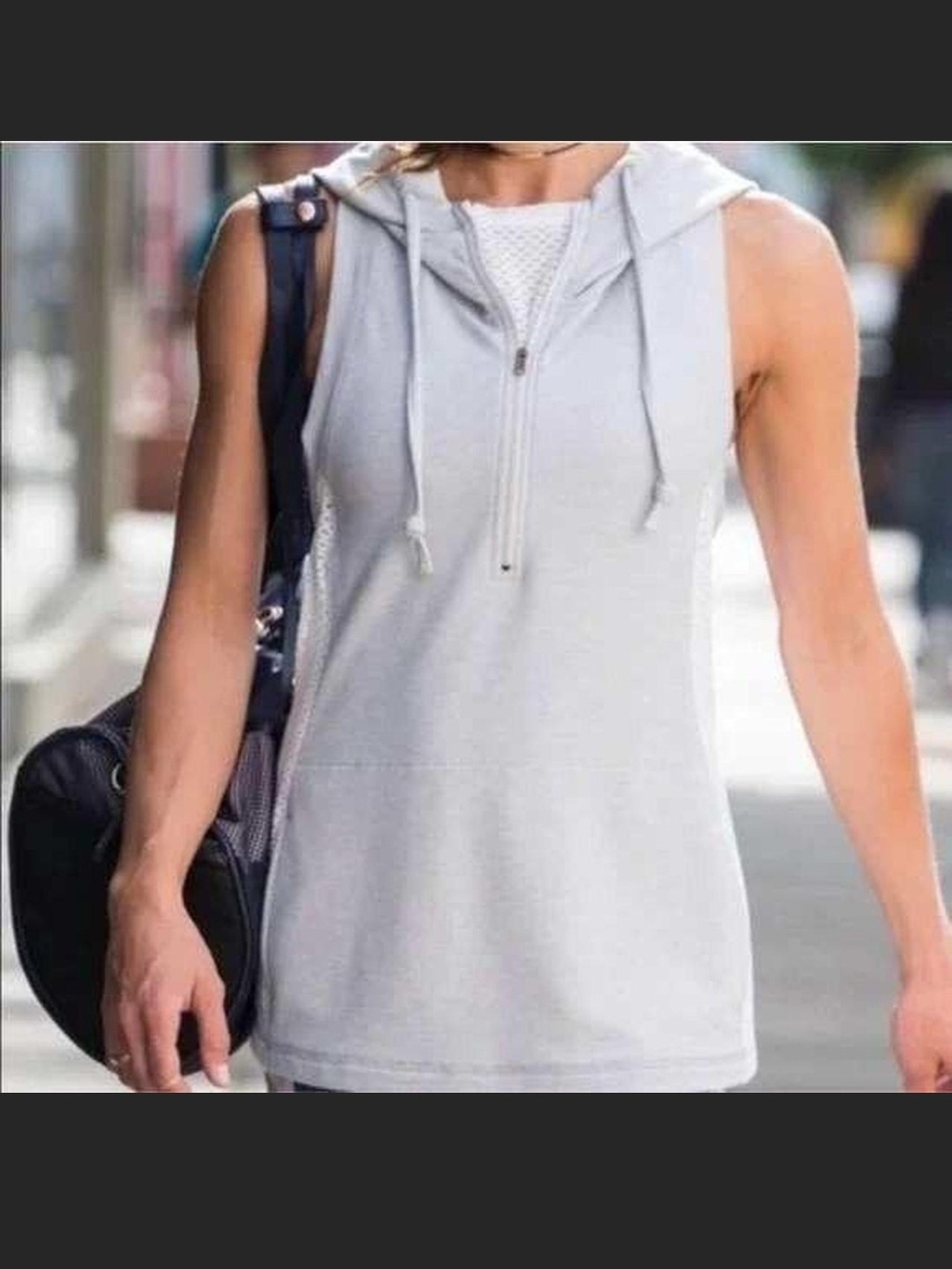 CALIA by Carrie Underwood Light Gray Sleeveless Hoodie Tank NWOT